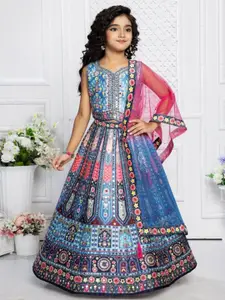 BAESD Girls Printed Tie and Dye Ready to Wear Lehenga & Blouse With Dupatta