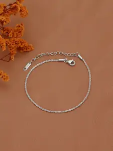 Carlton London Silver Plated with Stainless Steel Charm Anklet