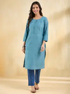 Fabindia Keyhole Neck Cotton Straight Kurta