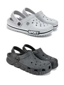 DRACKFOOT Men Set of 2 Striped Clogs Flip Flops