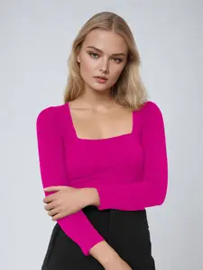 Dream Beauty Fashion Women Solid Square Neck Casual Top