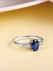 GIVA 925 Silver Blue Admiring Ring Fixed Size Indian -12