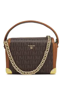 Da Milano Printed Leather Structured Satchel with Cut Work