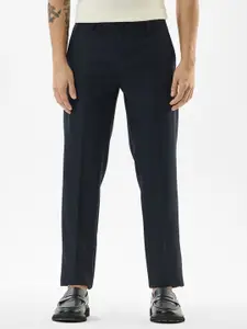 Snitch Men Textured Slim Fit Wrinkle Free Formal Trousers