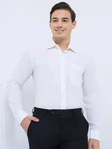 Raymond Men Solid Spread Collar Linen Formal Shirt