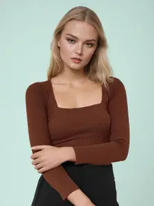 Dream Beauty Fashion Women Square Neck Fitted Regular Top