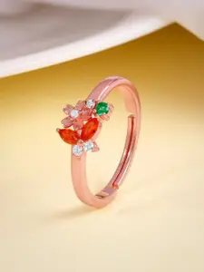 GIVA 925 Silver Rose Gold Mizu Ring Fixed Size Indian -12