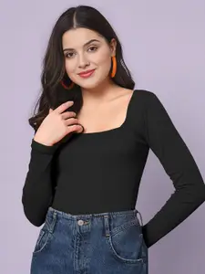 Dream Beauty Fashion Women Solid Square Neck Fitted Top