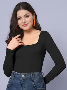 Dream Beauty Fashion women ribbed Square Neck Fitted Top