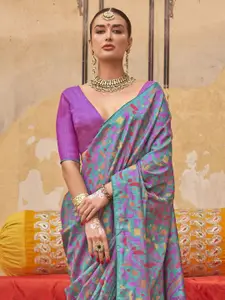 Anouk Silk Blend Block Print Saree