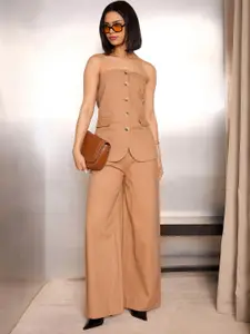 SASSAFRAS Strapless Pure Cotton Top With Trouser Co-Ords