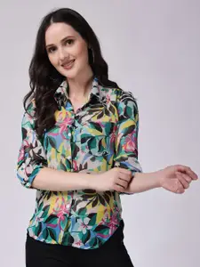 CORSICA Women Floral Printed Spread Collar Cotton Casual Shirt