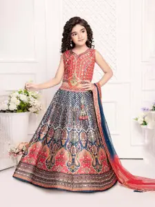 BAESD Girls Printed Ready to Wear Lehenga & Blouse With Dupatta