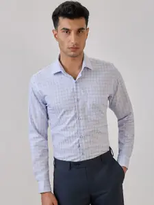 Raymond Men Checked Spread Collar Cotton Formal Shirt