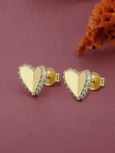 Carlton London 18kt Gold Plated with CZ Heart Stud Earring