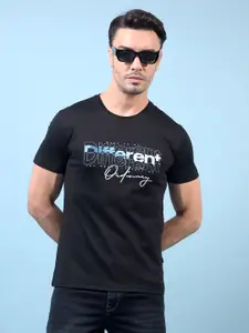 Crimsoune Club Men Typography Printed Slim Fit Pure Cotton T-shirt