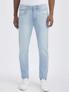 Pepe Jeans Men Slim Fit Mid-Rise Low Distress Heavy Fade Stretchable Jeans