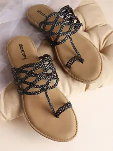 DressBerry Women Woven Design Slip-On Open Toe Flats