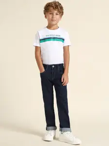 U.S. Polo Assn. Kids Boys Relaxed Fit Mid-Rise Stretchable Jeans