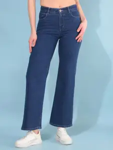 ADBUCKS Women Wide Leg High-Rise Clean Look Stretchable Jeans