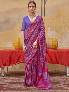 Anouk Silk Blend Block Print Saree