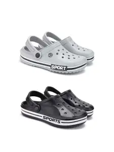 DRACKFOOT Men Set of 2 Black An Grey Clogs