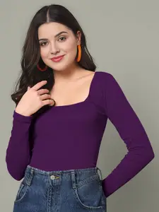 Dream Beauty Fashion Women Solid Square Neck Fitted Top