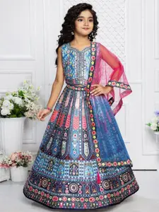 BAESD Girls Printed Ready to Wear Lehenga & Blouse With Dupatta