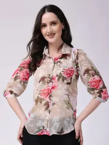 CORSICA Women Floral Printed Spread Collar Cotton Casual Shirt