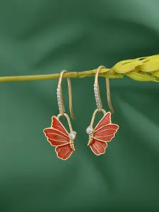 Carlton London 18kt Gold Plated CZ Butterfly Enamel Drop Earring