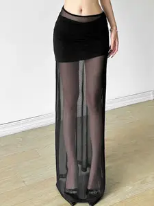 bebe Sheer Overlay Mini Skirt