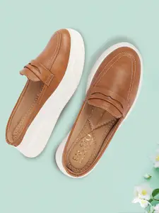 FAUSTO Women PU Slip-On Mules Platform Heels