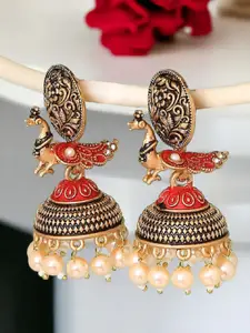 OOMPH Peacock Shaped Jhumkas Earrings