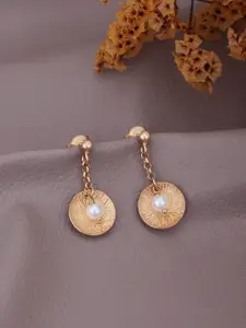 Carlton London 18kt Rose Gold Plated Pearl Circular Drop Earring