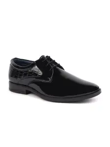 FAUSTO Men Textured Embossed Lace Up Formal Derbys