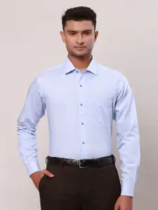 Raymond Contemporary Fit  Striped Pure Cotton Semicutaway Collar Formal Shirt