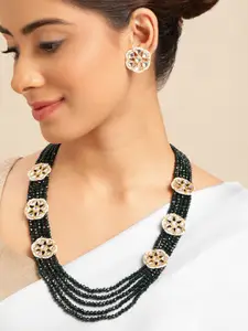 Anouk Green Kundan Beaded Layered Necklace Set