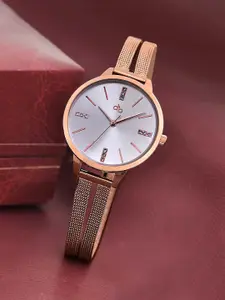 DressBerry Women Metal Dial & Metal Bracelet Style Straps Analogue Watch HOBDB-2566-WH