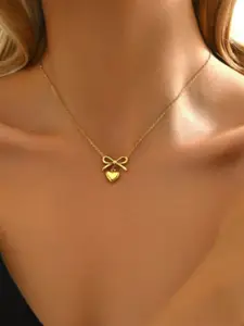 SUBHAGALANKAR Gold-Plated Bow Heart Necklace