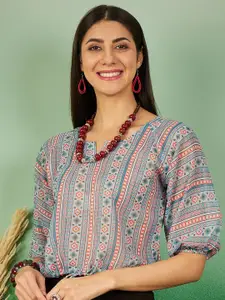 Sangria Women Ethnic Printed V-Neck Top