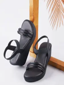 TRYME Women Textured Wedge Heels Sandals