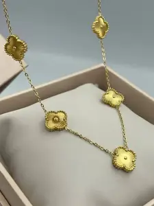 SUBHAGALANKAR 18K Gold-Plated Stainless Steel Clover Minimal Necklace