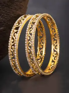 Estele Set Of 2 Gold-Plated Stone-Studded Bangles