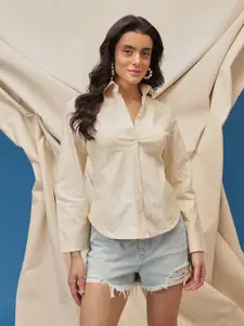 BAESD Comfort Slim Fit Striped Spread Collar Casual Shirt