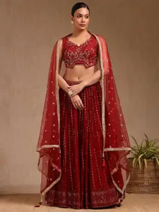 Soch Women Embroidered Beads and Stones Lehenga & Blouse With Dupatta