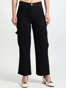 TYFFYN Women Jean Flared High-Rise Highly Distressed Heavy Fade Stretchable Jeans