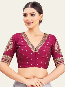 Studio Shringaar V-Neck Embroidered Saree Blouse