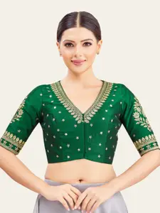 Studio Shringaar V-Neck Embroidered Saree Blouse