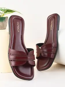 CORSICA Women Textured Open Toe Flats with Bows