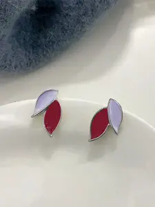 KRENOZ Silver-Plated Leaf Shaped Studs